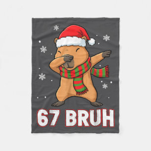 67 Bruh Six Seven Meme Capybara Christmas Kids Boy Fleece Blanket