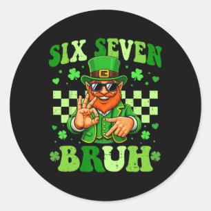 67 Bruh St Patricks Day Leprechaun Six Seven Meme  Classic Round Sticker