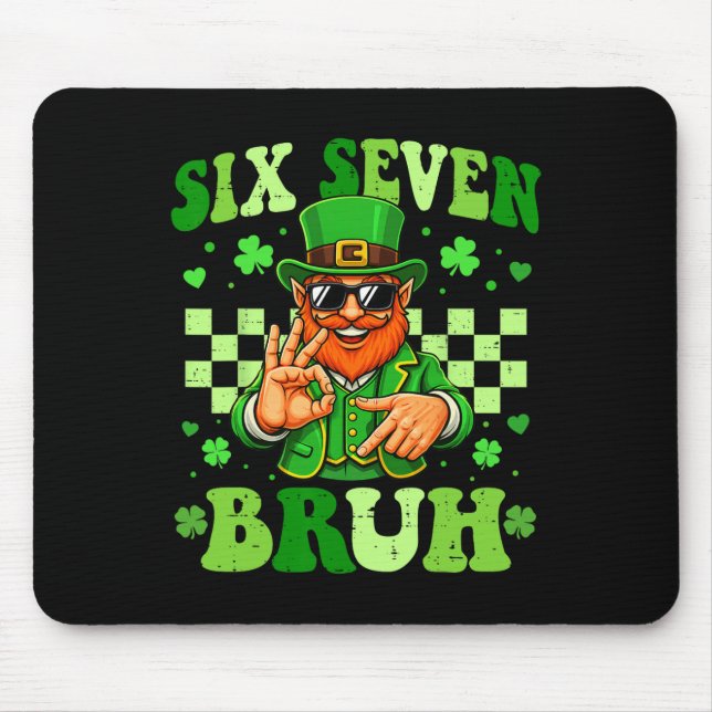 67 Bruh St Patricks Day Leprechaun Six Seven Meme  Mouse Mat (Front)