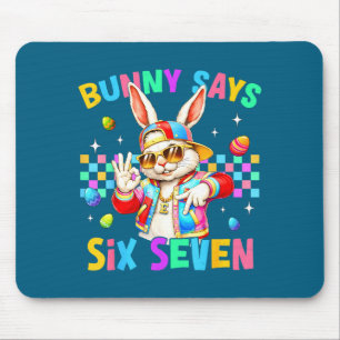 67 Bunny Says Six Seven Illustration Mouse Mat