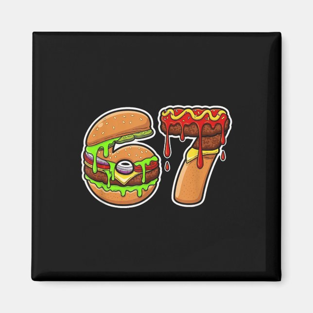 67 Burger Pizza Food Fusion Delight  Magnet (Front)