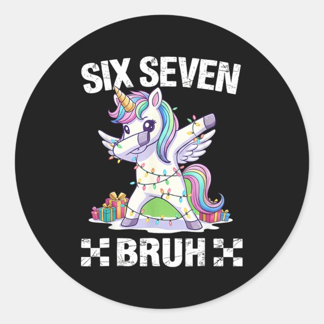 67 Burh Funny Christmas 6 7 Meme Men Women Kids  Classic Round Sticker (Front)