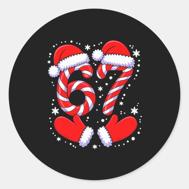 67 Candy Canes Santa  Classic Round Sticker (Front)