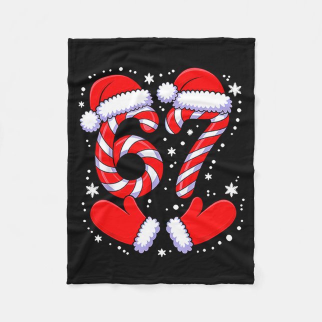 67 Candy Canes Santa  Fleece Blanket (Front)
