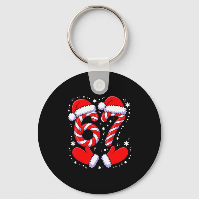 67 Candy Canes Santa  Key Ring (Front)