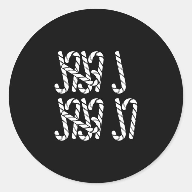 67 Candy Canes Tally Marks Xmas Long Sleeve  Classic Round Sticker (Front)