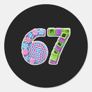 67 Candy Themed Number Fun Design Classic Round Sticker