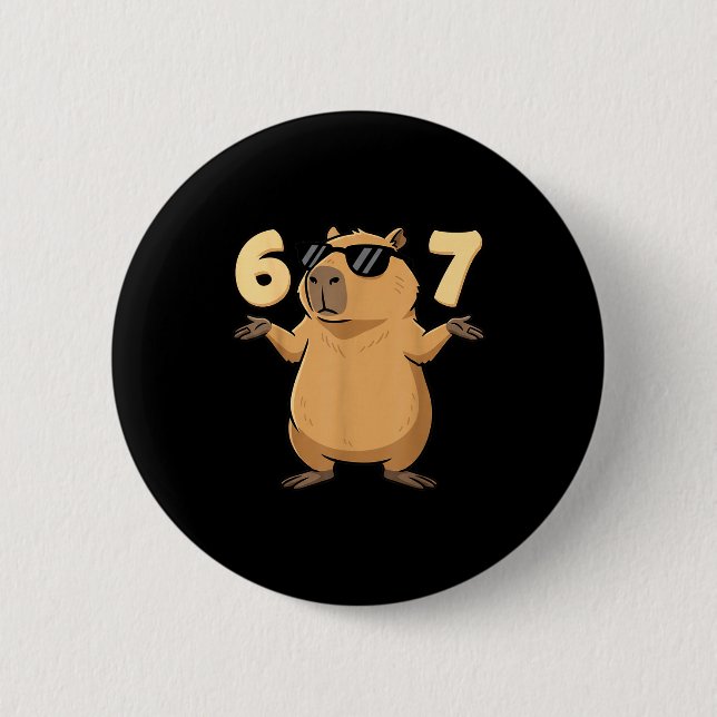 67 Capybara Meme 6 7 Aesthetic For Kids Young Adul Cm Round Badge (Front)