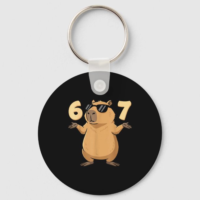 67 Capybara Meme 6 7 Aesthetic For Kids Young Adul Key Ring (Front)