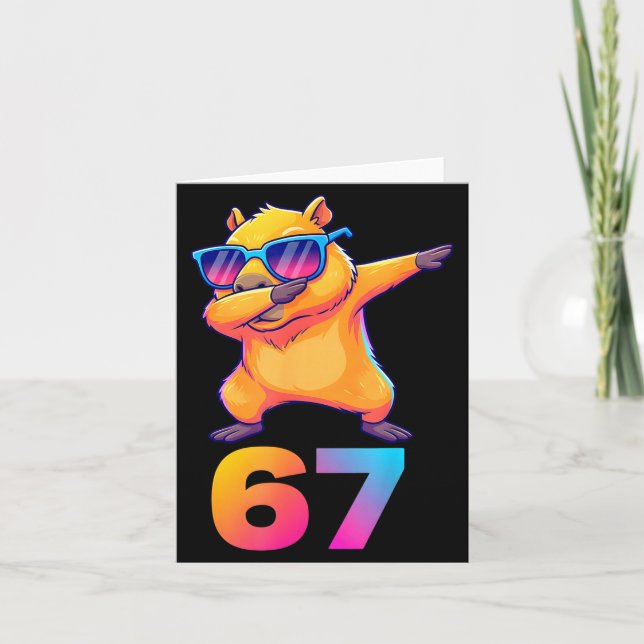 67 Capybara Six Seven Meme Animal Cool Capybara Da Card (Front)