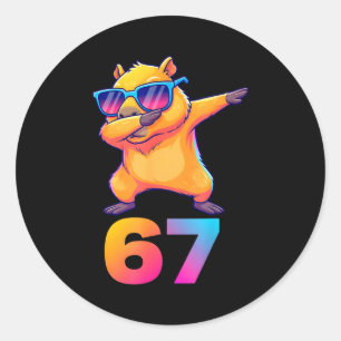 67 Capybara Six Seven Meme Animal Cool Capybara Da Classic Round Sticker