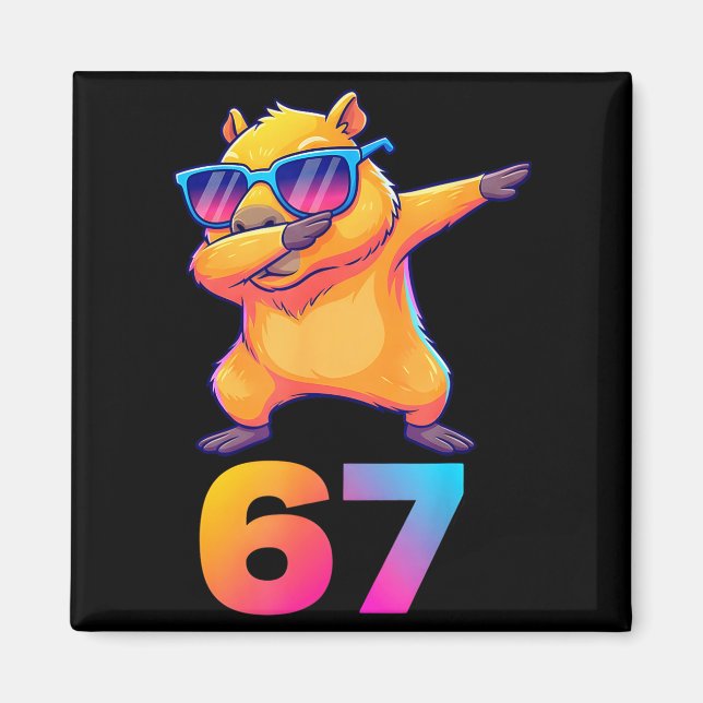 67 Capybara Six Seven Meme Animal Cool Capybara Da Magnet (Front)