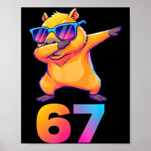 67 Capybara Six Seven Meme Animal Cool Capybara Da Poster