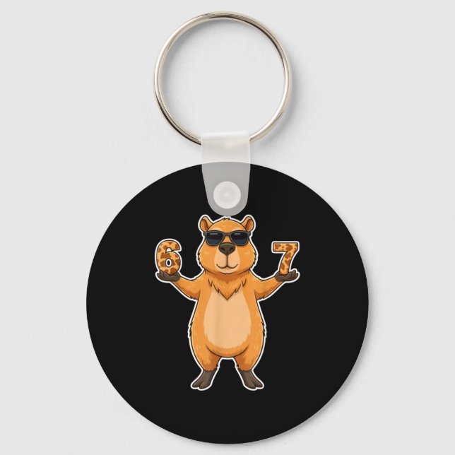 67 Capybara Sungles Gen Alpha Slang Funny Six Seve Key Ring (Front)