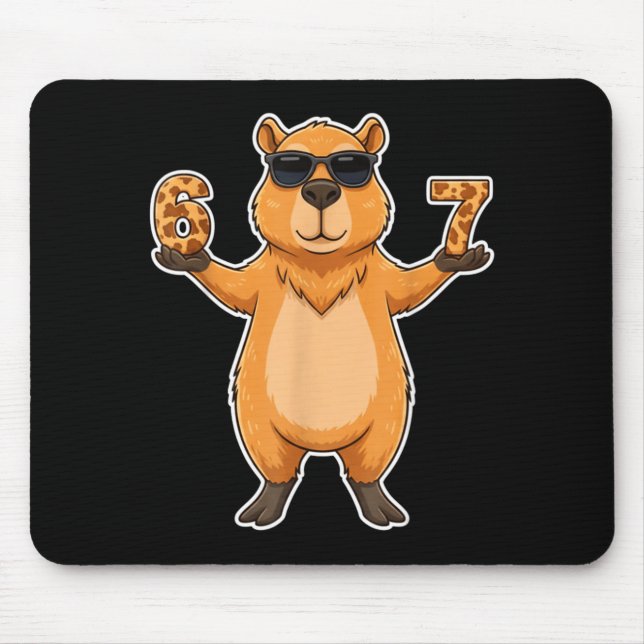 67 Capybara Sungles Gen Alpha Slang Funny Six Seve Mouse Mat (Front)