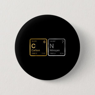 67 Carbon Nitrogen Science Chemistry Periodic Tabl 6 Cm Round Badge