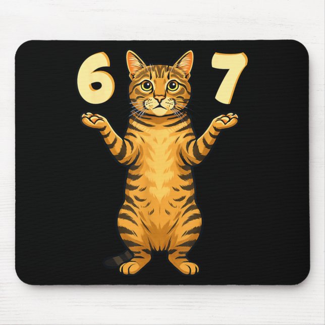 67 Cat Meme Funny Gen Alpha Slang Humor For Teens  Mouse Mat (Front)
