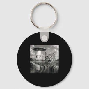 67 Cat Selfie With Alien Ufos Funny Cat Six Seven  Key Ring