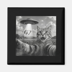 67 Cat Selfie With Alien Ufos Funny Cat Six Seven Magnet