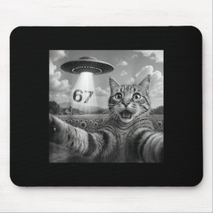 67 Cat Selfie With Alien Ufos Funny Cat Six Seven Mouse Mat