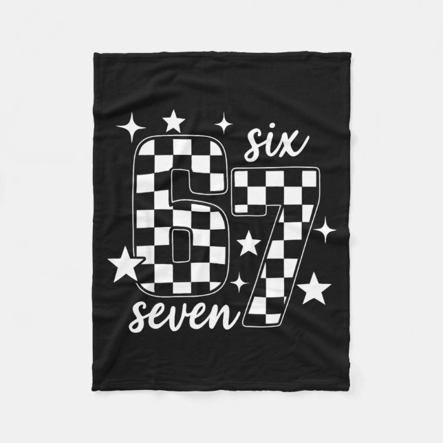 67 Checkered Six Seven Meme 6 7 Gen Alpha Teacher  Fleece Blanket (Front)