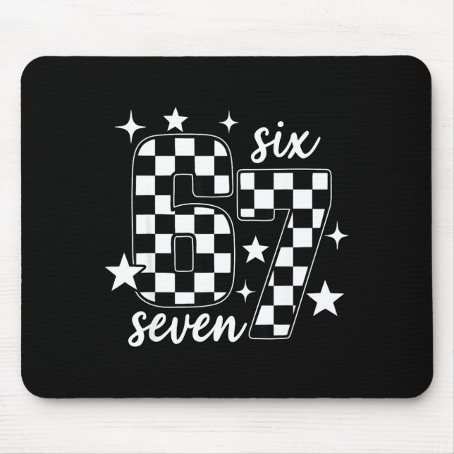 67 Checkered Six Seven Meme 6 7 Gen Alpha Teacher  Mouse Mat (Front)