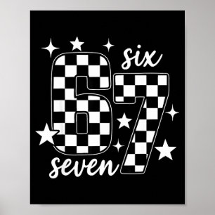67 Checkered Six Seven Meme 6 7 Gen Alpha Teacher  Poster