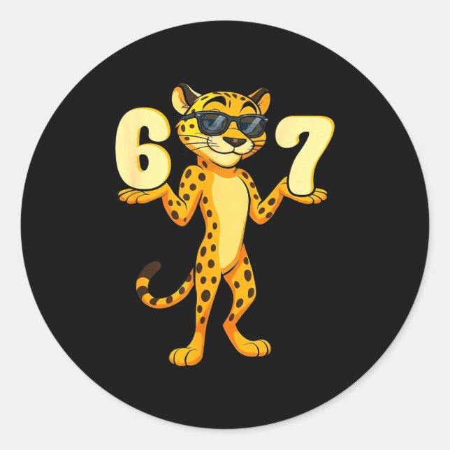 67 Cheetah Meme Six Seven Hands Motion Kids Teens  Classic Round Sticker (Front)