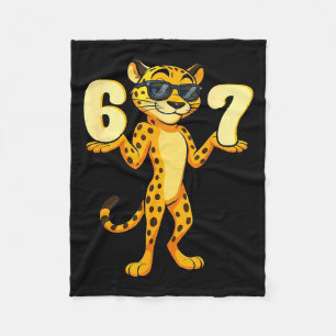 67 Cheetah Meme Six Seven Hands Motion Kids Teens  Fleece Blanket