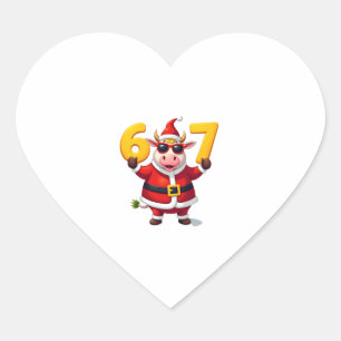 67 Christmaas Unicorn 6 7 Meme for Girls Kids Funn Heart Sticker