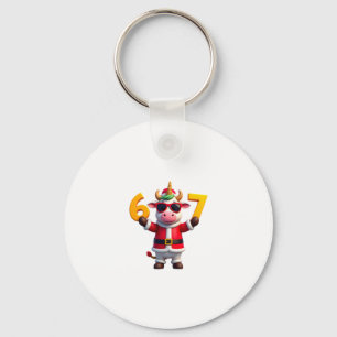 67 Christmaas Unicorn 6 7 Meme for Girls Kids Funn Key Ring
