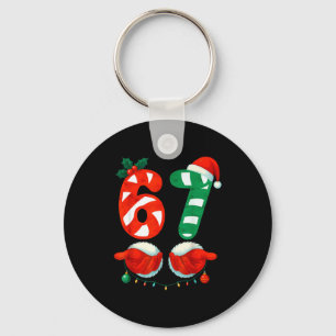 67 Christmas 6 7 Meme Cute Candy Cane 67 Meme Xmas Key Ring
