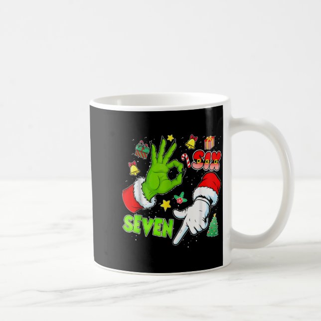 67 Christmas 6 7 Meme Elf Santa Pajamas Gen Alpha  Coffee Mug (Right)