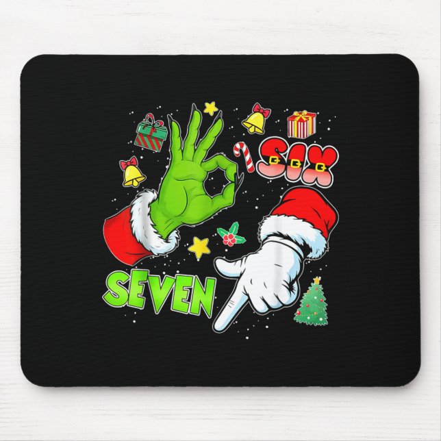 67 Christmas 6 7 Meme Elf Santa Pajamas Gen Alpha  Mouse Mat (Front)