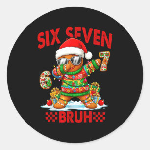 67 Christmas 6 7 Meme Gingerbread Man Xmas Pajamas Classic Round Sticker