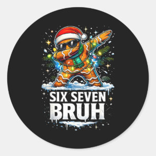 67 Christmas 6 7 Meme Gingerbread Man Xmas Pajamas Classic Round Sticker