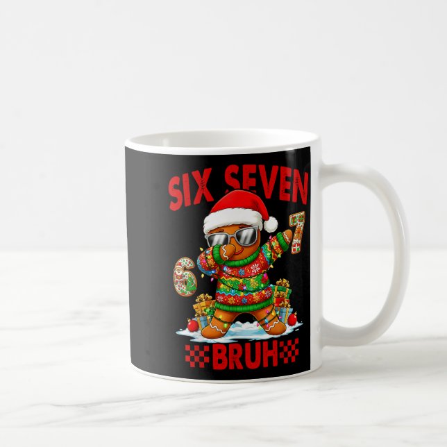 67 Christmas 6 7 Meme Gingerbread Man Xmas Pajamas Coffee Mug (Right)