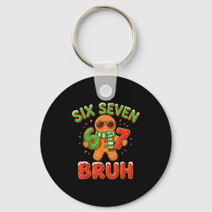 67 Christmas 6 7 Meme Gingerbread Man Xmas Pajamas Key Ring