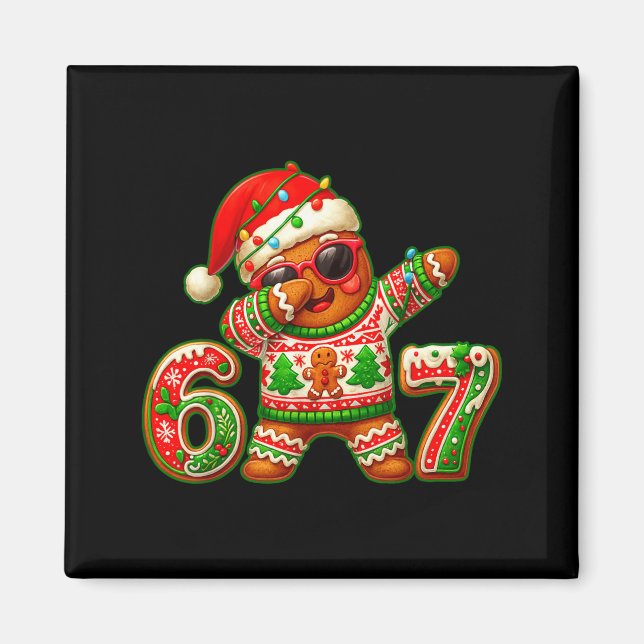 67 Christmas 6 7 Meme Gingerbread Man Xmas Pajamas Magnet (Front)