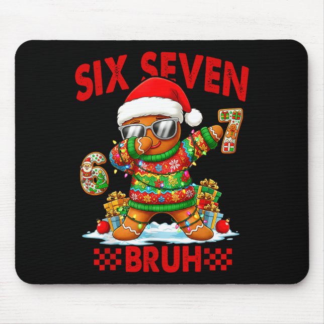 67 Christmas 6 7 Meme Gingerbread Man Xmas Pajamas Mouse Mat (Front)