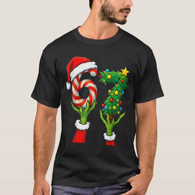 67 Christmas 6 7 Meme Hands Holiday Gen Alpha For  T-Shirt (Front)