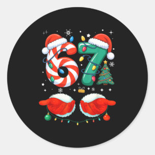 67 Christmas 6 7 Meme Pajamas Holiday Gen Alpha Sl Classic Round Sticker