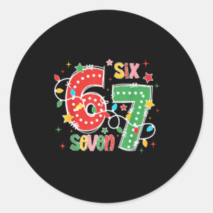 67 Christmas 6 7 Meme Pajamas Holiday Gen Alpha Sl Classic Round Sticker
