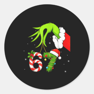 67 Christmas 6 7 Meme Pajamas Holiday Gen Alpha Sl Classic Round Sticker