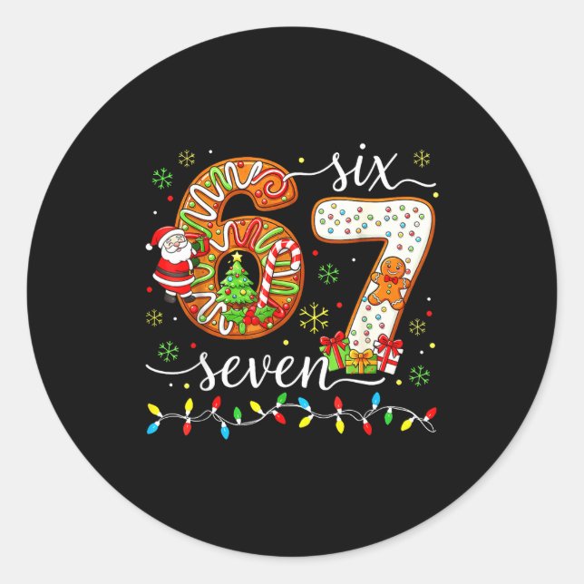 67 Christmas 6 7 Meme Pajamas Holiday Gen Alpha Sl Classic Round Sticker (Front)