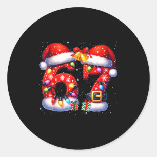 67 Christmas 6 7 Meme Pajamas Holiday Gen Alpha Sl Classic Round Sticker