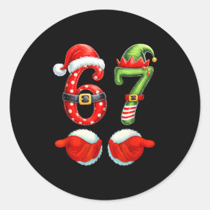 67 Christmas 6 7 Meme Pajamas Holiday Gen Alpha Sl Classic Round Sticker