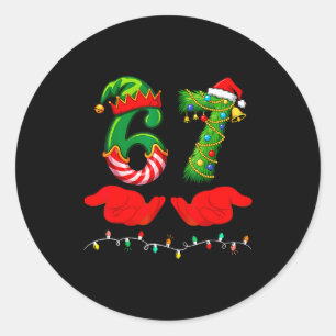 67 Christmas 6 7 Meme Pajamas Holiday Gen Alpha Sl Classic Round Sticker