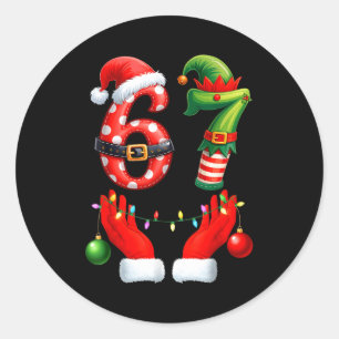67 Christmas 6 7 Meme Pajamas Holiday Gen Alpha Sl Classic Round Sticker