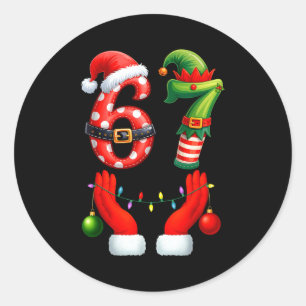67 Christmas 6 7 Meme Pajamas Holiday Gen Alpha Sl Classic Round Sticker
